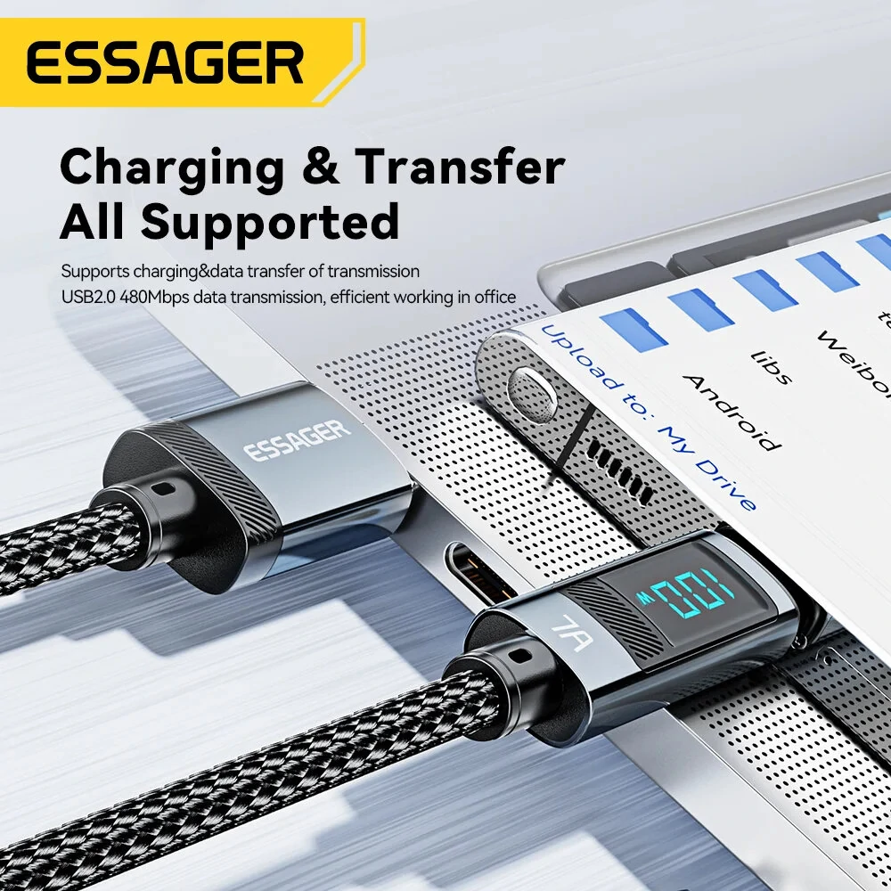 ESSAGER 7A USB-A to Type-C Cable QC Fast Charging Data Transmission Copper Core Line 1M/2M Long for iPhone 15 15 Plus for Samsung Galaxy Z Flip4  for Huawei Mate60 Pro for Xiaomi 13pro — view 6