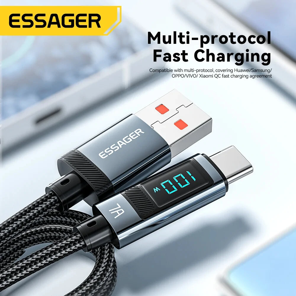 ESSAGER 7A USB-A to Type-C Cable QC Fast Charging Data Transmission Copper Core Line 1M/2M Long for iPhone 15 15 Plus for Samsung Galaxy Z Flip4  for Huawei Mate60 Pro for Xiaomi 13pro — view 8