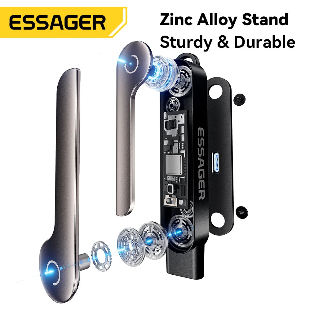 ESSAGER ES-OTG37 Vertical Stand Adapter 240W Fast Charging Type-C to C L-Shape Zinc Alloy 480Mbps Data Transfer 2 in 1 Phone Stand for Travel — view 5