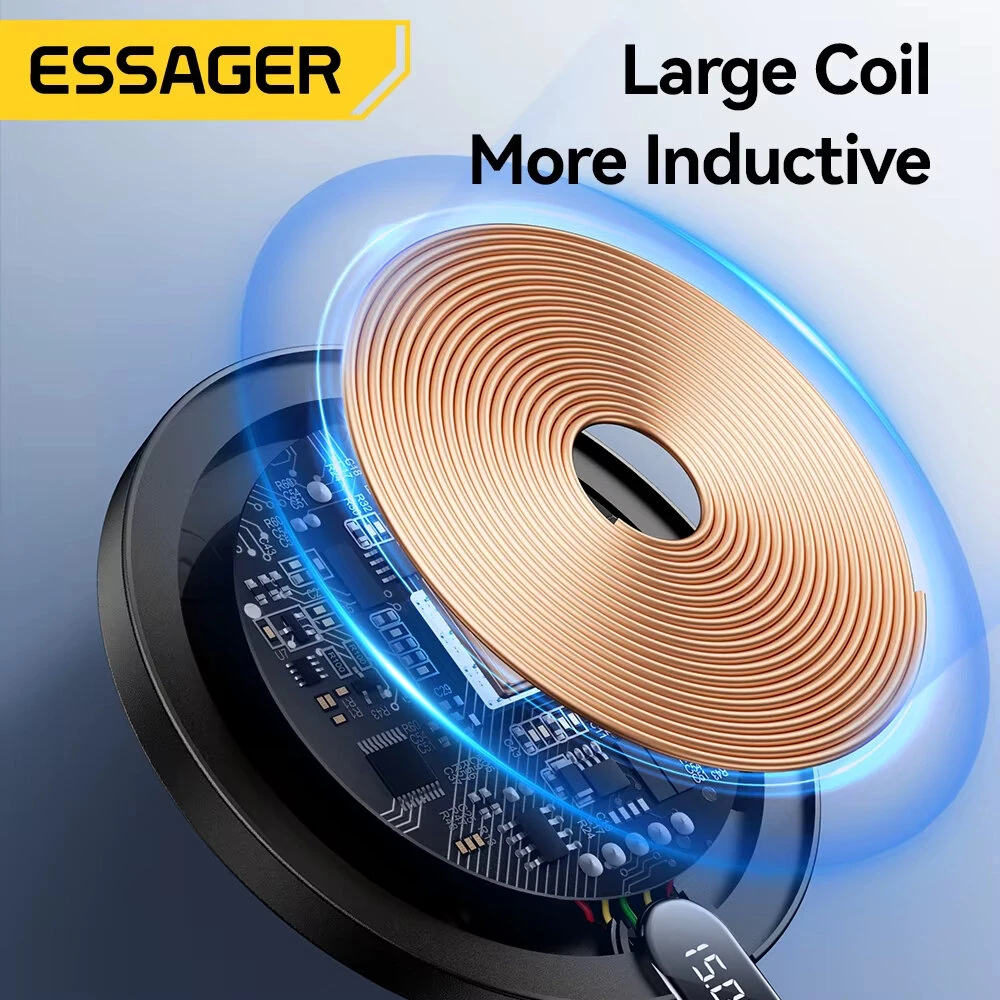 ESSAGER ES-WX15 15W Wireless Charger with LED Power Display Fast Wireless Charging Pad for Smart Phones for iPhone 16 16 Pro 15 14 13 Pro Max for Huawei Pura 80 Ultra for SAMSUNG for XIAOMI — view 7