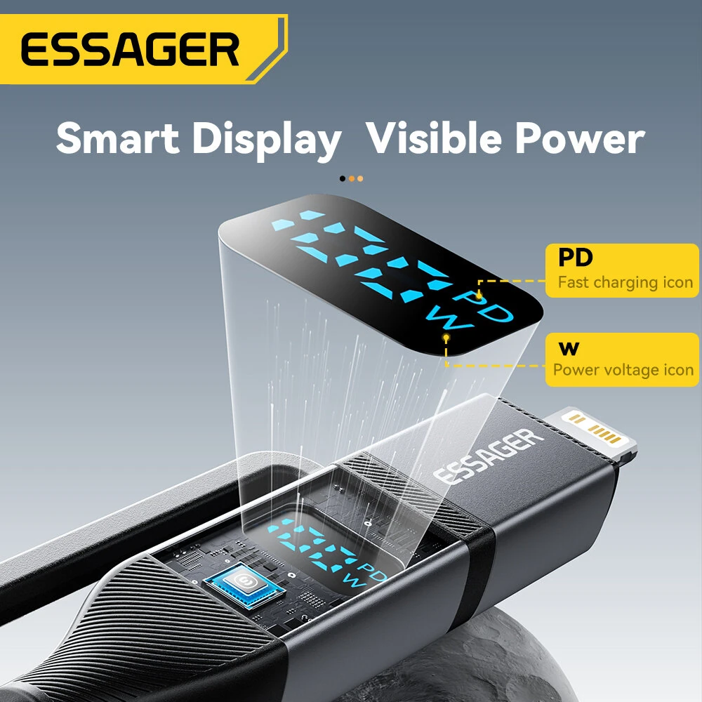 ESSAGER ES-X70 5A 100W USB-A/Type-C to Type-C/iP Digital Display Cable Fast Charging Data Transmission Tinned Copper Core Line 0.25M/1M/2M Long for iPhone 16 16 Pro 15 14 13 for Huawei Pura X for Xiaomi 15 Ultra for Samsung Galaxy S25 Ultra — view 8