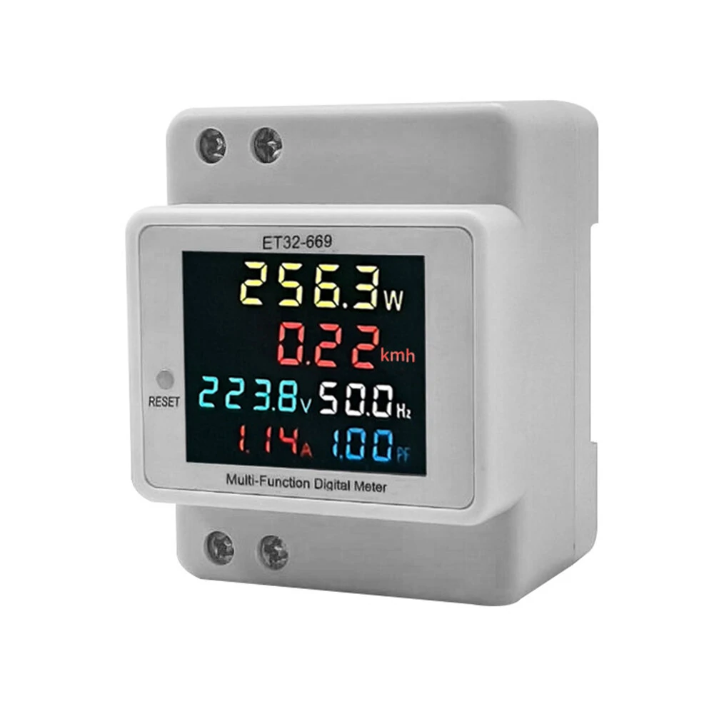 ET32-669 High Precision Professional Electrical Meter with Full-view LCD Screen Measures Voltage Current Power Frequency and Power Factor High Temperature Resistant Supports 22 KW Power — Pricio