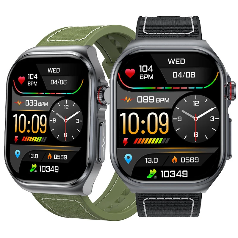 ET585 2.04inch AMOLED Display PPG+ECG Micro-physical Examination Function HRV Detection Heart Rate Blood Pressure Blood Oxygen Monitor Sleep Monitoring Blood Sugar Blood Component BMI Measurement Meto NFC Music Playback Waterproof Smart Watch — view 2