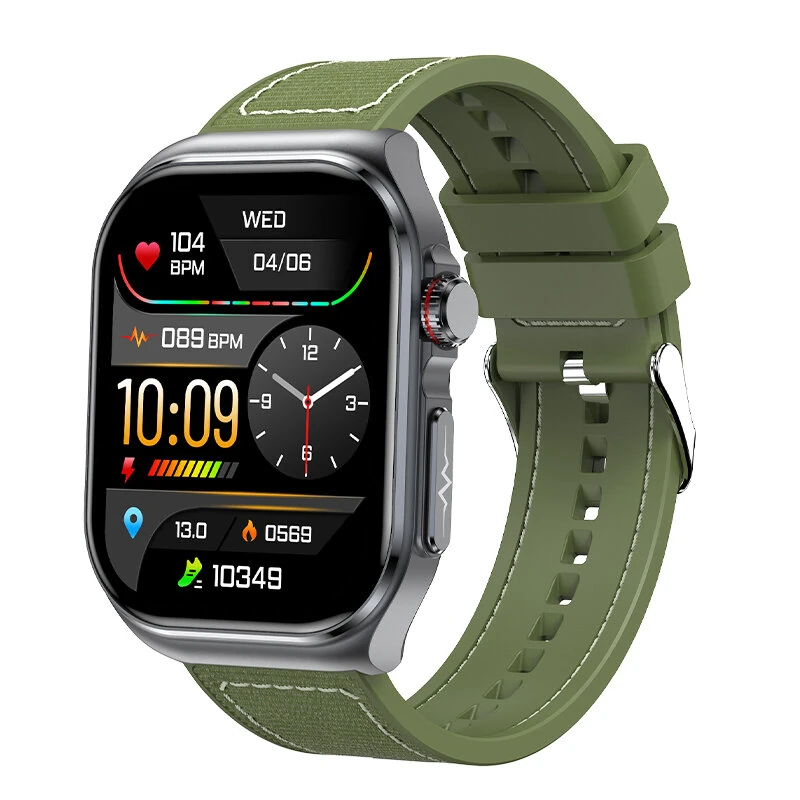 ET585 2.04inch AMOLED Display PPG+ECG Micro-physical Examination Function HRV Detection Heart Rate Blood Pressure Blood Oxygen Monitor Sleep Monitoring Blood Sugar Blood Component BMI Measurement Meto NFC Music Playback Waterproof Smart Watch — view 4
