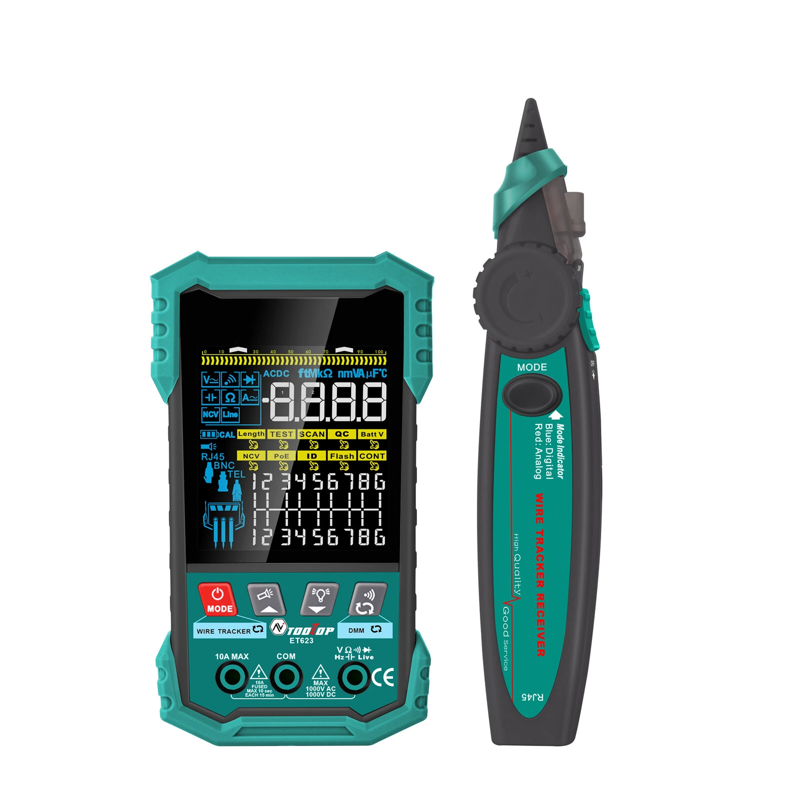 ET622 ET623 Wire Tracker Cable Tester Multimeter Adjustable NCV POE Voltage Testing 6000 Count Screen Network Cable Measurement 400m Accurate