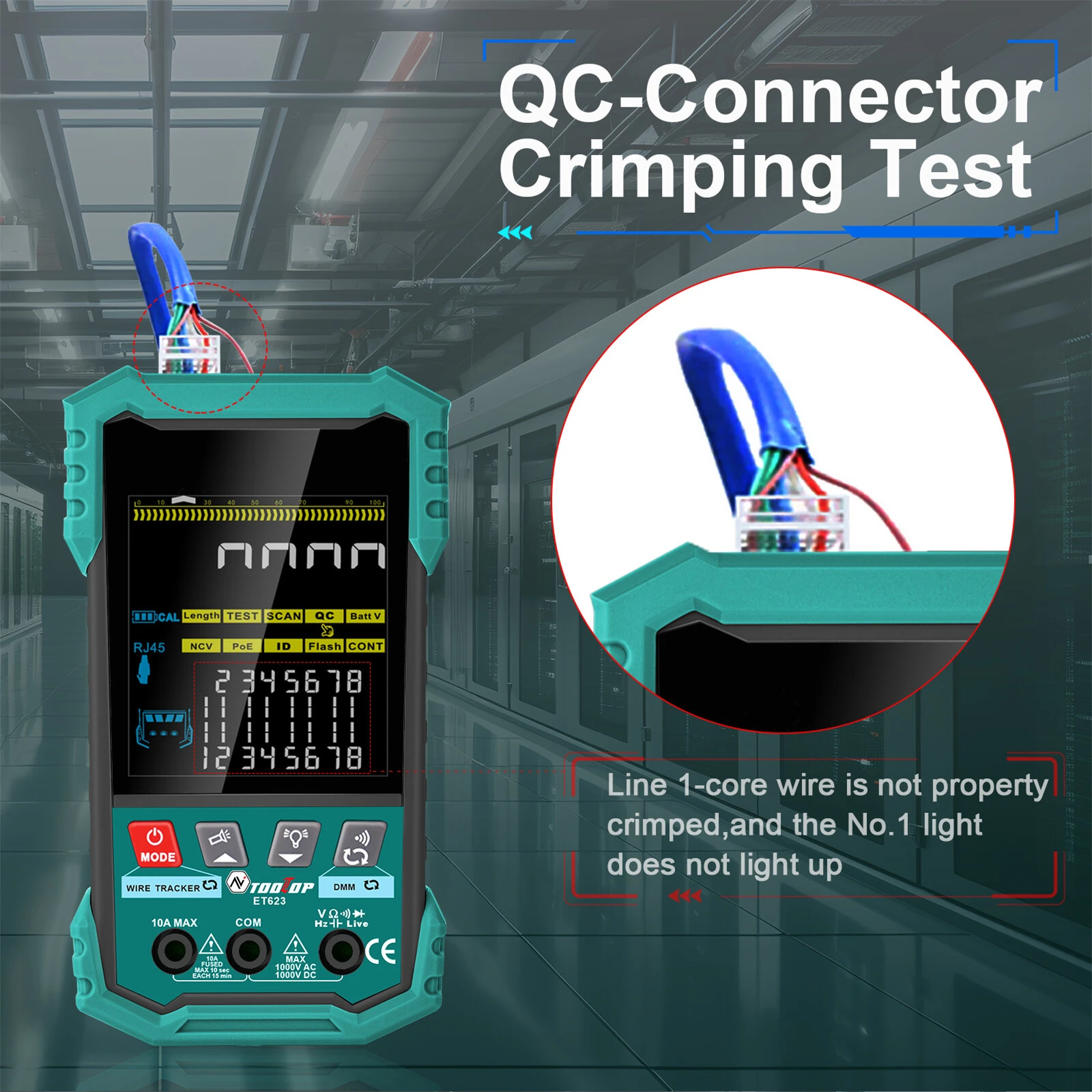 ET622 ET623 Wire Tracker Cable Tester Multimeter Adjustable NCV POE Voltage Testing 6000 Count Screen Network Cable Measurement 400m Accurate — view 5