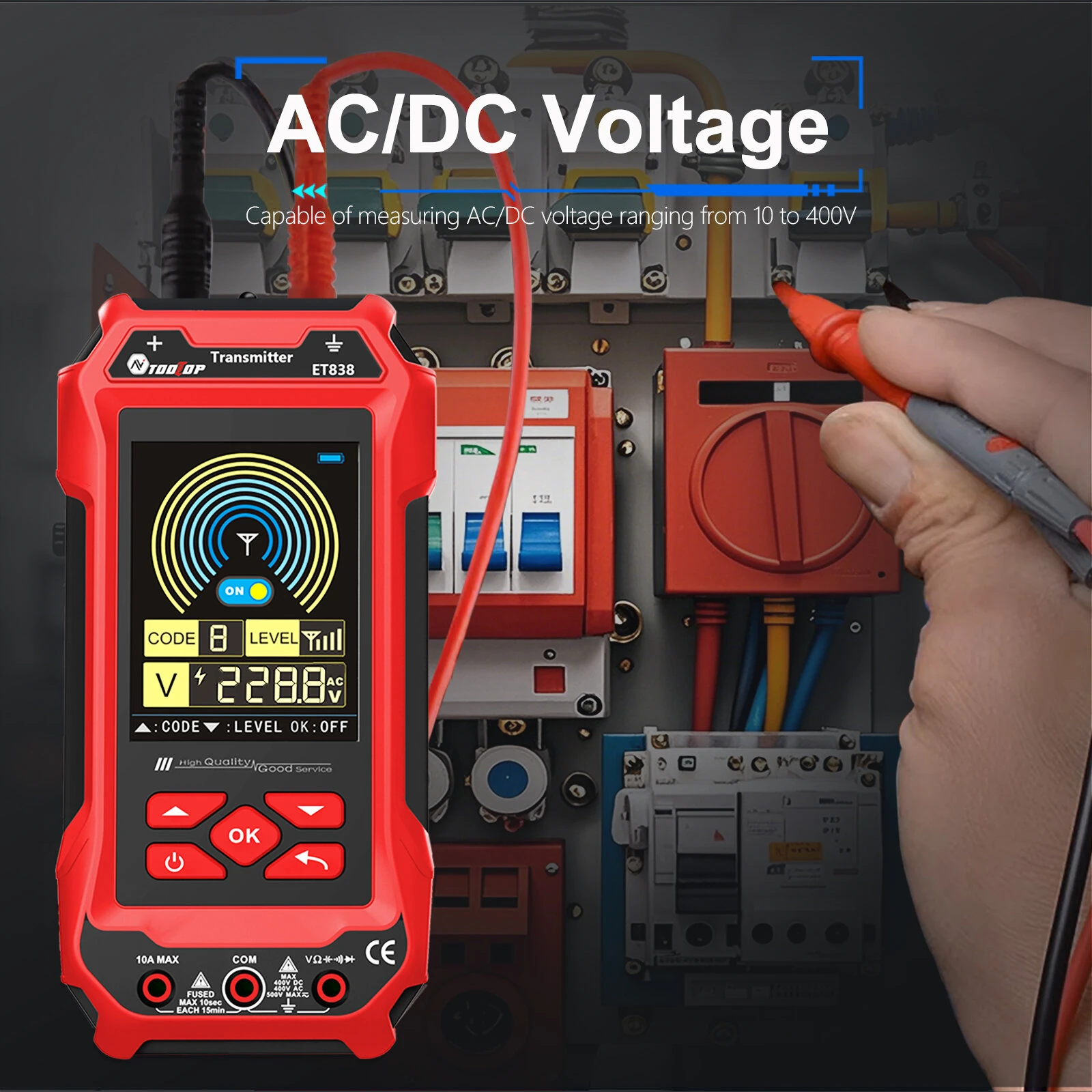 ET836 ET838 Underground Cable Tester Locator Wire Tracker Detection Multimeter Wall Electrical Lines Water and Gas Supply Pipeline Path — view 5