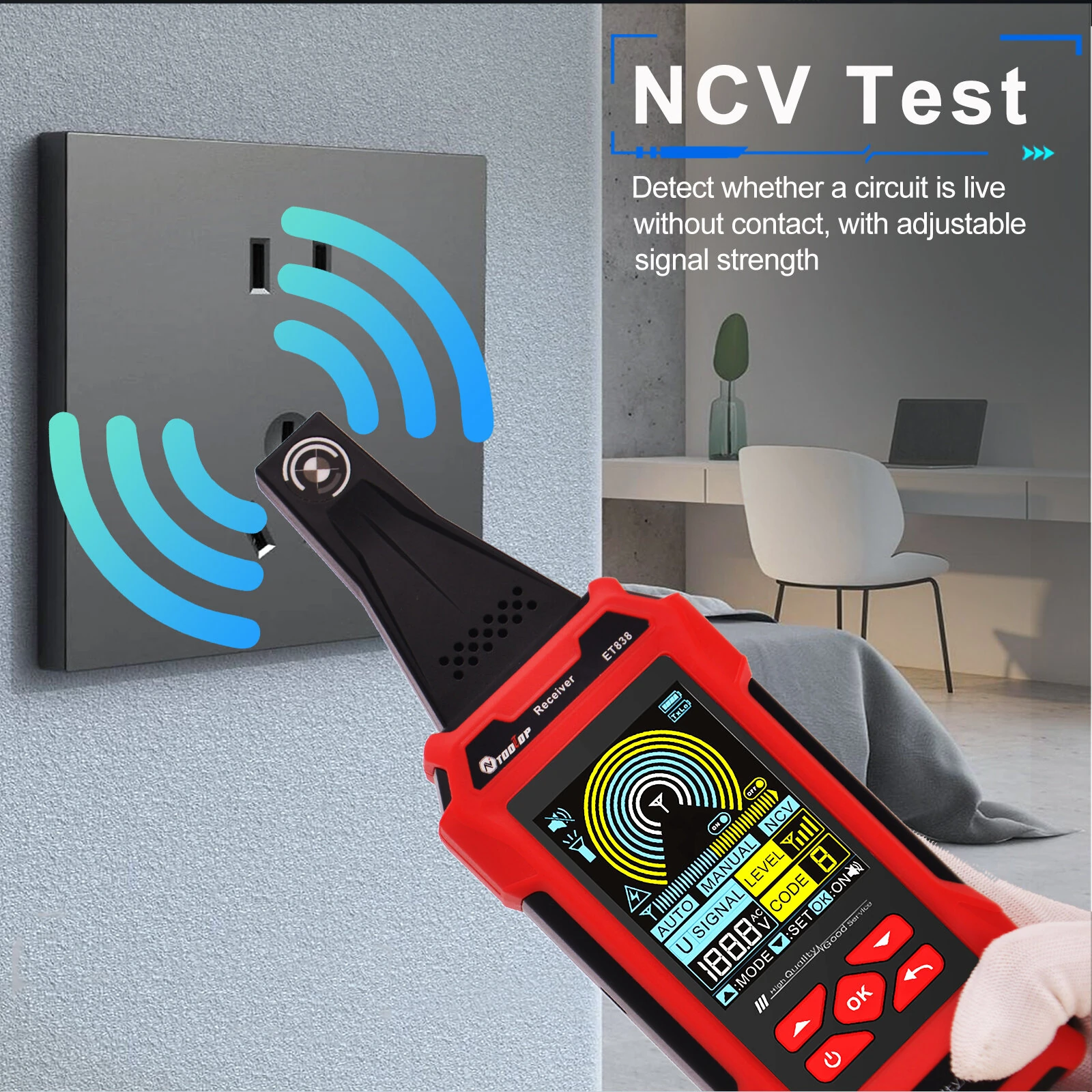 ET836 ET838 Underground Cable Tester Locator Wire Tracker Detection Multimeter Wall Electrical Lines Water and Gas Supply Pipeline Path — view 7