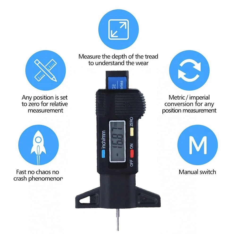 ETOPOO Digital Car Tyre Tire Tread Depth Gauge Meter Auto Tire Wear Detection Measuring Tool Caliper Thickness Gauges Monitoring System — view 5