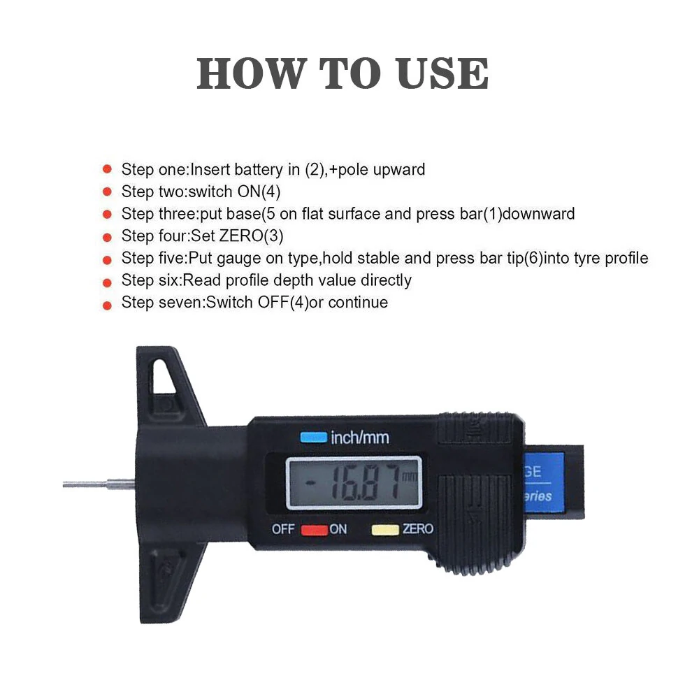 ETOPOO Digital Car Tyre Tire Tread Depth Gauge Meter Auto Tire Wear Detection Measuring Tool Caliper Thickness Gauges Monitoring System — view 7