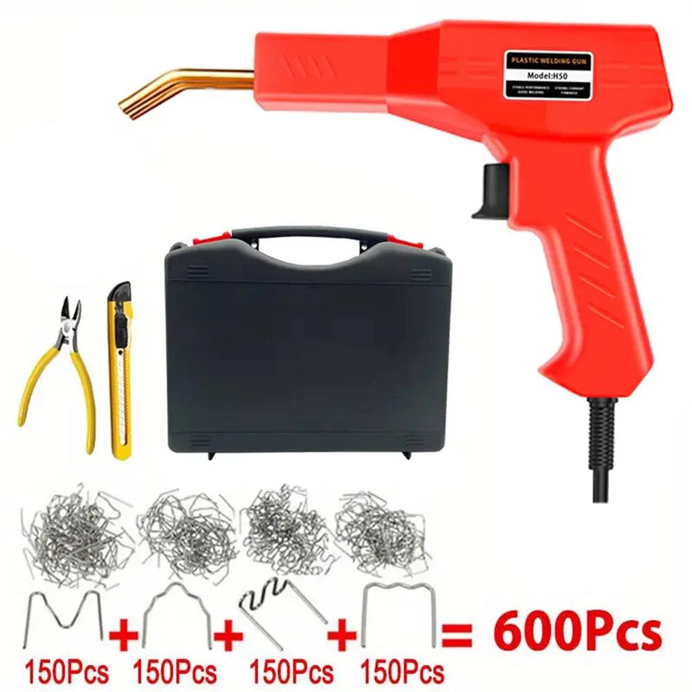 EU Plug Red Portable Plastic Welding Machine Quick and Easy Operation Ergonomic Design Stainless Steel Staples Overheat Protection for Car Bumper Crack Repair PVC Welding — view 10