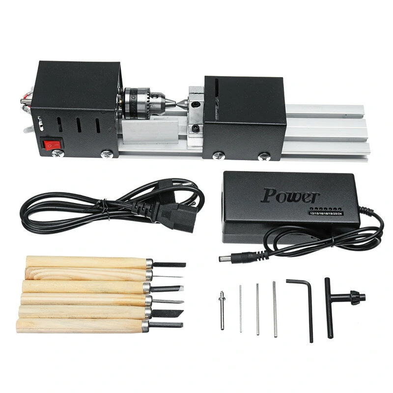 EU Plug Wood Lathe Set Mini Beads Machine Miniature Rotary Tool Multifunction Lathe DIY Woodworking Pearl Lathe Grinding and Polishing Beads — Pricio
