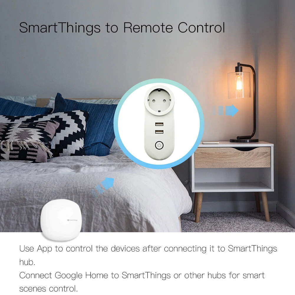 EU Smart Socket Zigbee3.0 2 USB Port 100-240V Voice Control Work With SmartThings Wink Alexa Google Home — view 7