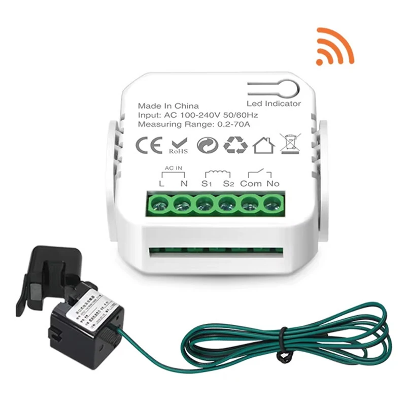 Ewelink Smart WiFi Energy Meter Bidirection 1Way Interruptor Switch 0.2-70A Real-Time Power Monitoring with App Monitor Solar Produced and Consumed Power