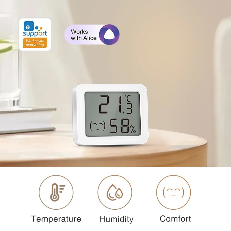 Ewelink Smart Zigbe Temperature Humidity Sensor LCD Display Thermometer Hygrometer APP Remote Control Real-time Monitoring Work with Alexa Google Home — view 3