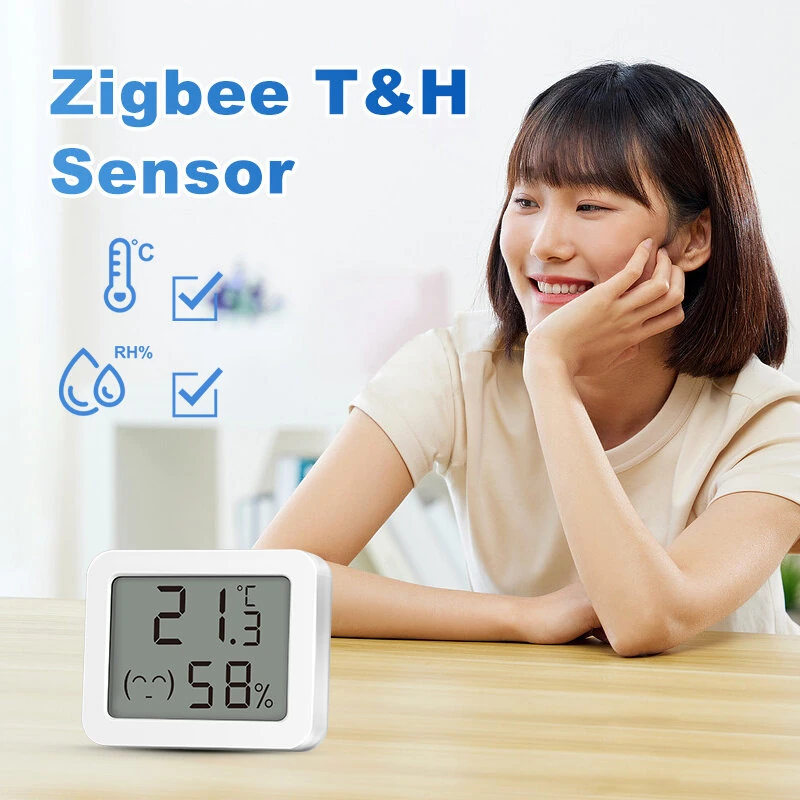 Ewelink Smart Zigbe Temperature Humidity Sensor LCD Display Thermometer Hygrometer APP Remote Control Real-time Monitoring Work with Alexa Google Home — view 4