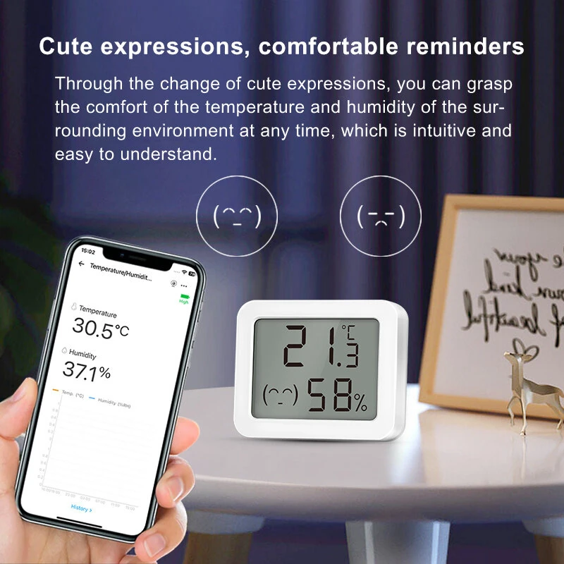 Ewelink Smart Zigbe Temperature Humidity Sensor LCD Display Thermometer Hygrometer APP Remote Control Real-time Monitoring Work with Alexa Google Home — view 7