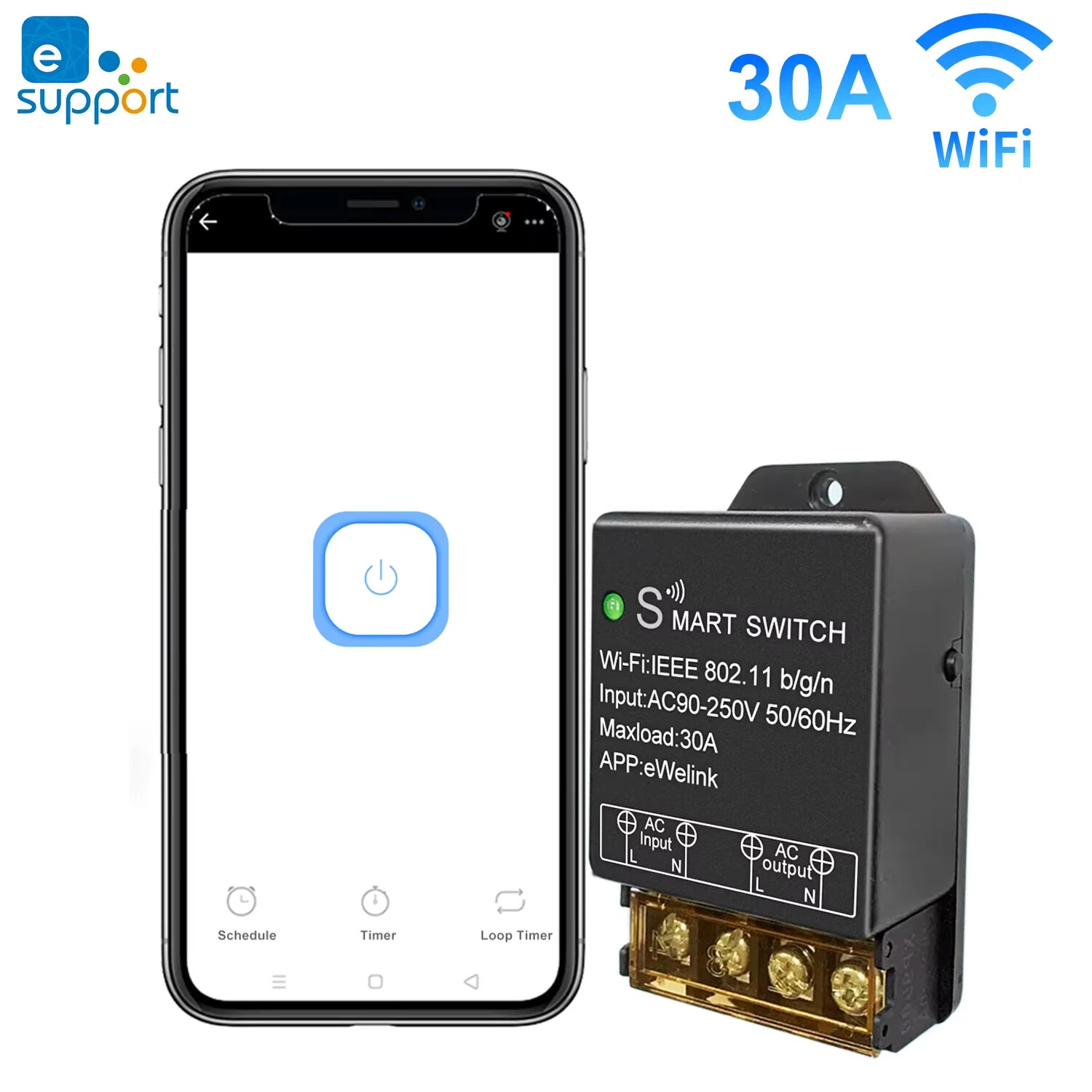 Ewelink WiFi Smart Switch 30A High Power Controller Motor Relay Module Timer Scheduling App & Voice Control with Alexa Google — view 3
