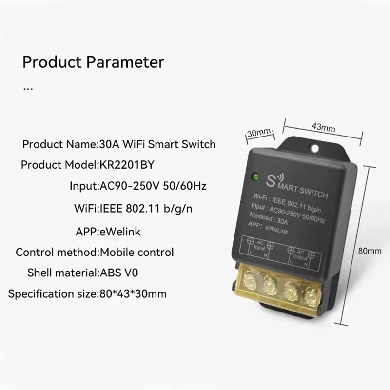 Ewelink WiFi Smart Switch 30A High Power Controller Motor Relay Module Timer Scheduling App & Voice Control with Alexa Google — view 8