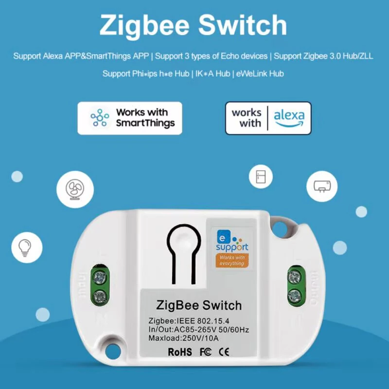 EWelink Wireless Zigbe Smart Switch 10A Support Alexa Smartthings Voice & App Remote Control Switch Smart Breaker Module — view 6