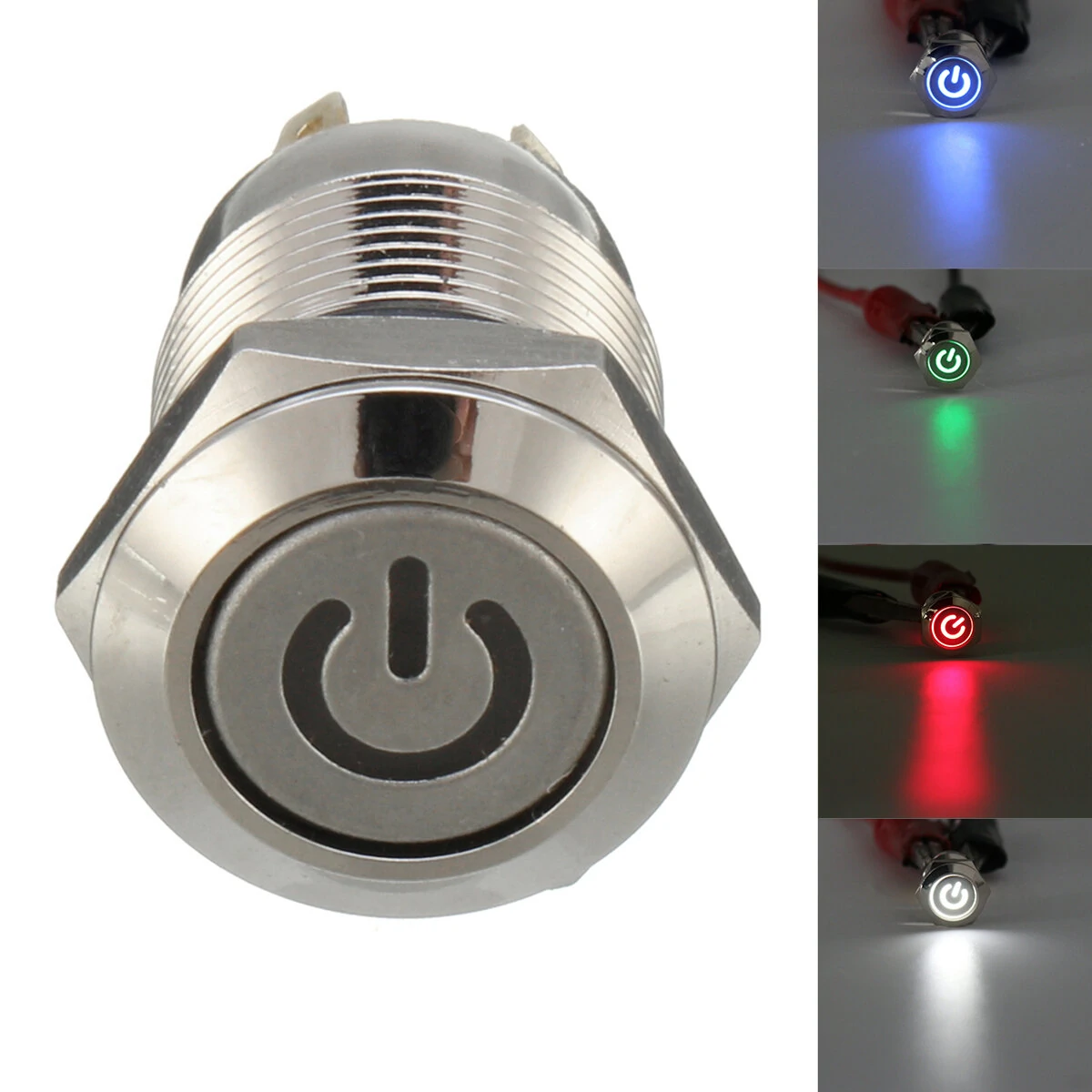 Excellway® 12V 4 Pin Led Metal Push Button Switch Momentary Power Switch Waterproof — Excellway