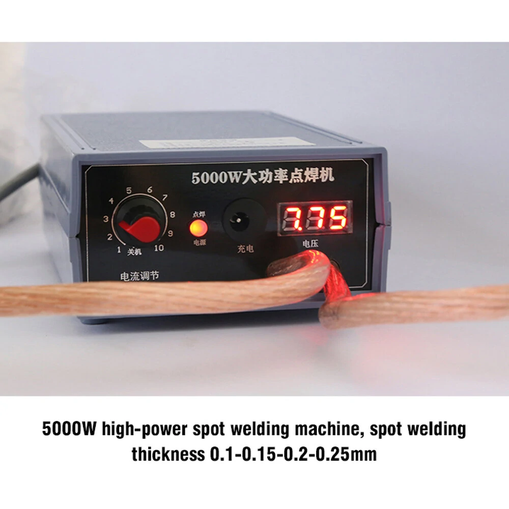 Excellway 5000W Mini Spot Welder High Power Handheld Spot Welding Machine for 18650 Battery Welding Tools for 0.1/0.15/0.2/0.25mm Nickel Strip 0-800A Current Adjustable — view 4