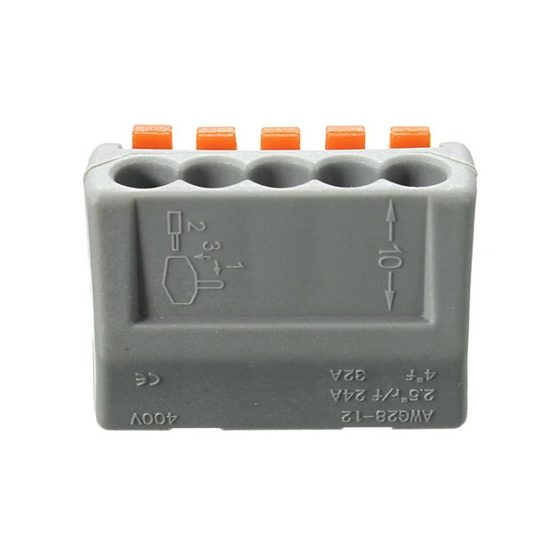 Excellway® ET25 2/3/5 Pins Spring Terminal Block 5Pcs Electric Cable Wire Connector — view 10