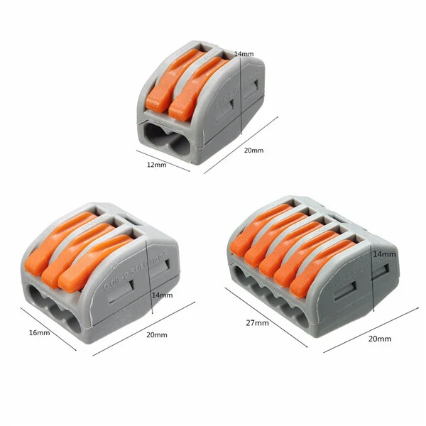 Excellway® ET25 2/3/5 Pins Spring Terminal Block 5Pcs Electric Cable Wire Connector — view 6