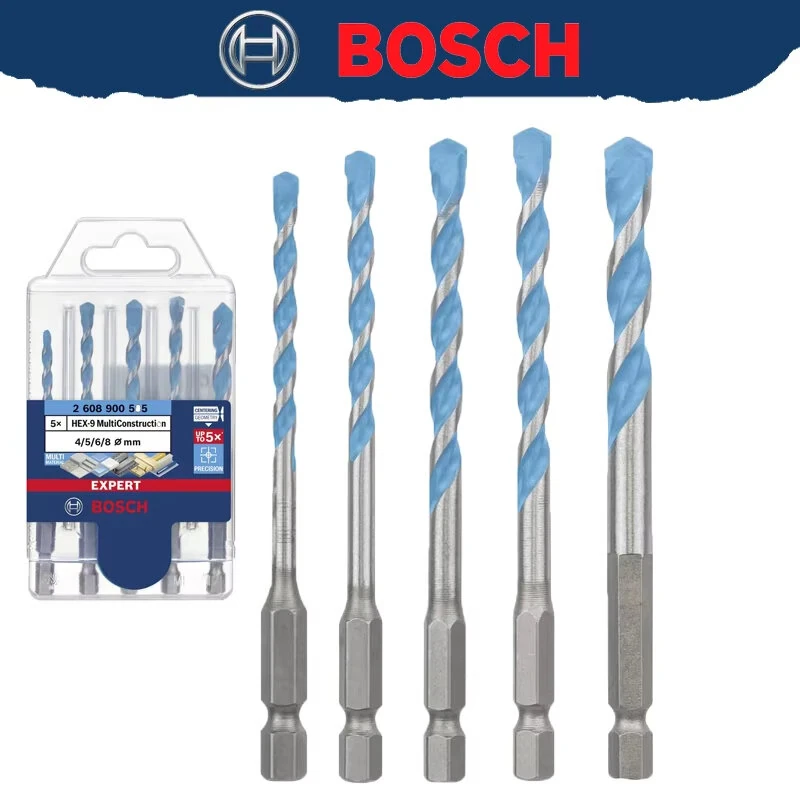 EXPERT HEX-9 for BOSCH Multi Construction Drill Bit Set High Precision Multi Material Hex Shank Impact Rotary Compatible Accurate Drilling Tool for Concrete Wood Plastic Brick Stone