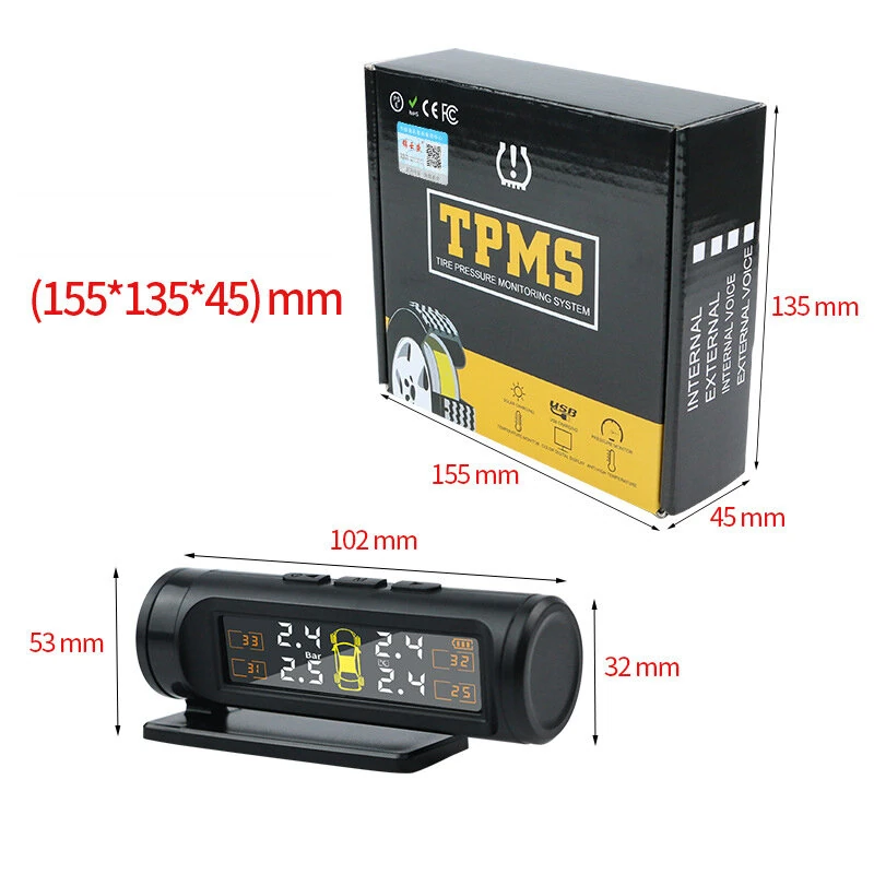 External High-Precision Wireless Tire Pressure Detection System  433.92 MHz Hidden Tire Pressure Monitor Car Tire TPMS 360° Rotatable Display — view 6