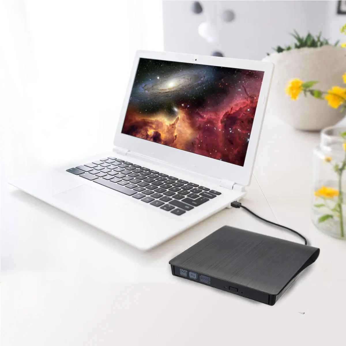 External USB 2.0 DVD RW CD Writer Slim Optical Drive Burner Reader Player For PC Laptop Business Office — view 10