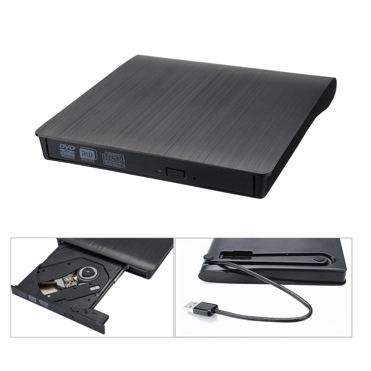 External USB 2.0 DVD RW CD Writer Slim Optical Drive Burner Reader Player For PC Laptop Business Office — view 3