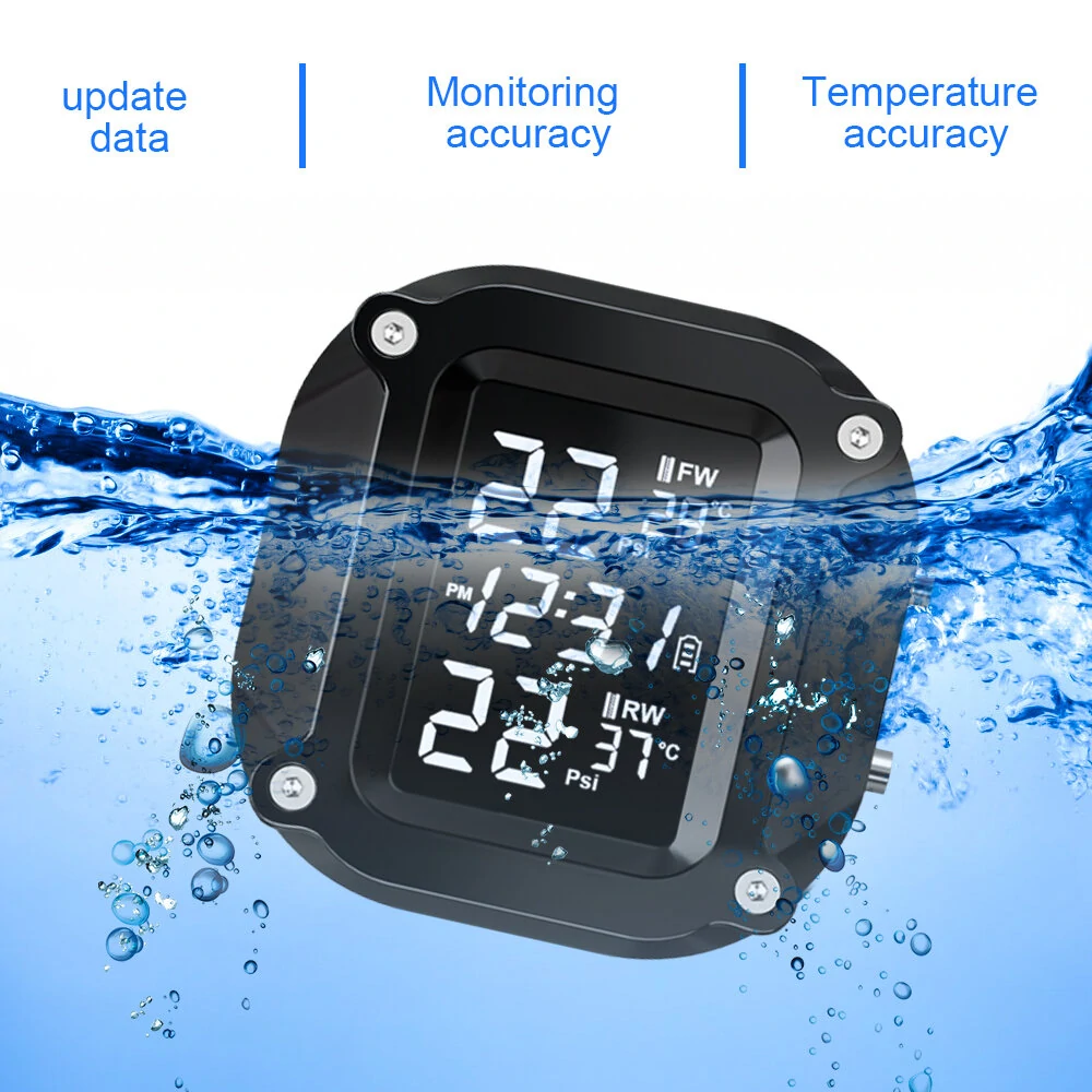 Extractme Wireless TPMS Motorcycle Tyre Temperature Alarm Sensor USB Charging LCD Display Tire Pressure Monitoring System — view 10