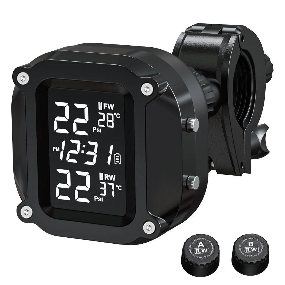 Extractme Wireless TPMS Motorcycle Tyre Temperature Alarm Sensor USB Charging LCD Display Tire Pressure Monitoring System — view 2