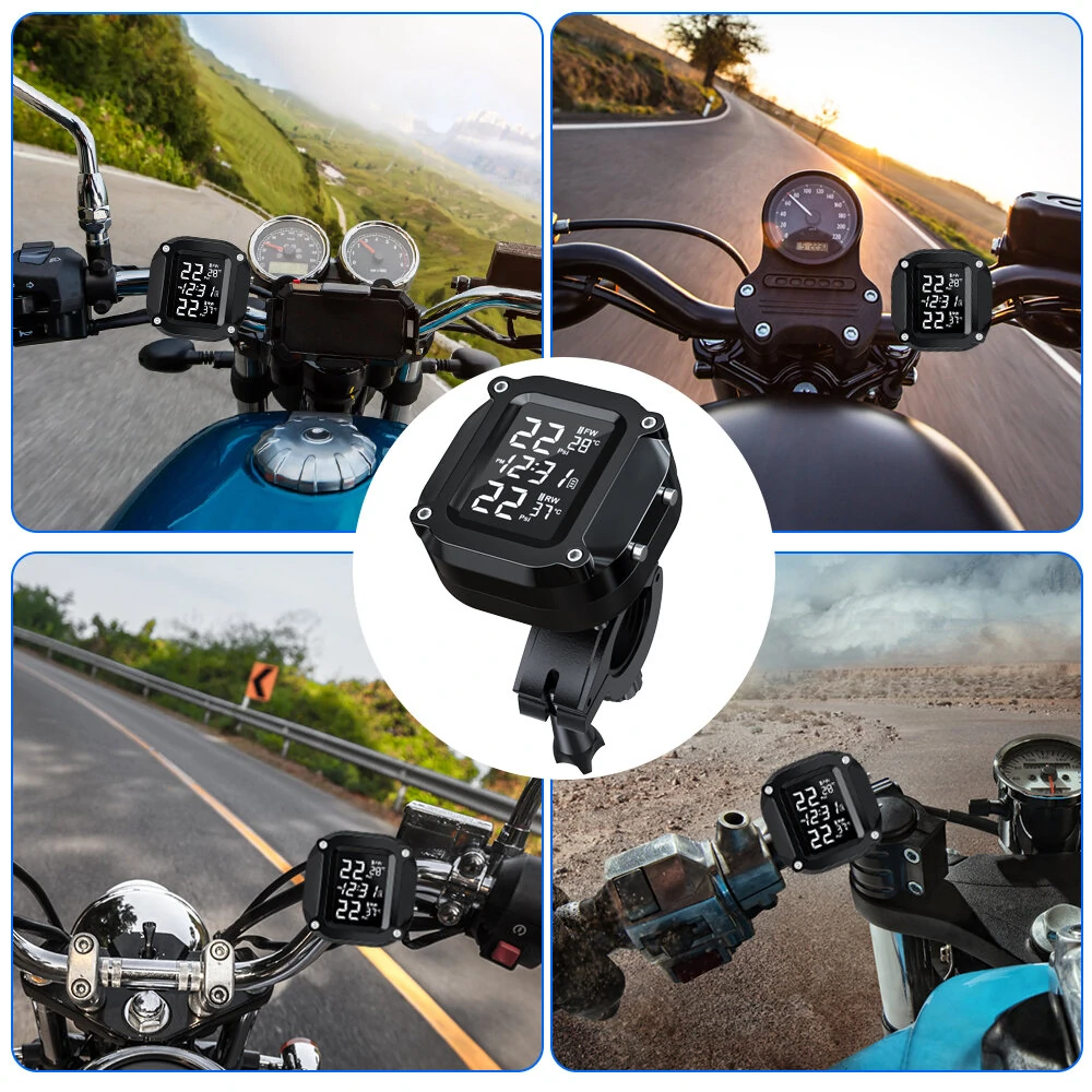 Extractme Wireless TPMS Motorcycle Tyre Temperature Alarm Sensor USB Charging LCD Display Tire Pressure Monitoring System — view 4