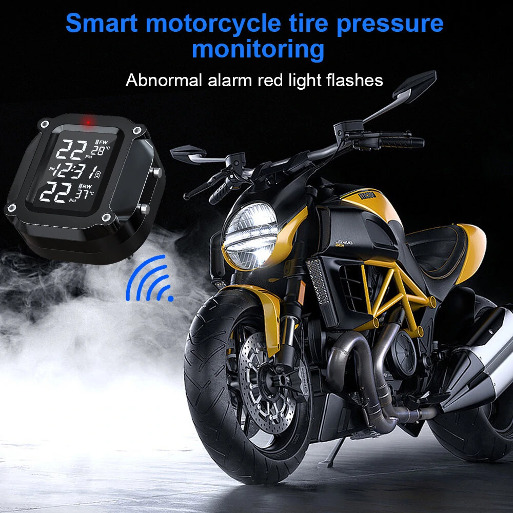 Extractme Wireless TPMS Motorcycle Tyre Temperature Alarm Sensor USB Charging LCD Display Tire Pressure Monitoring System — view 6