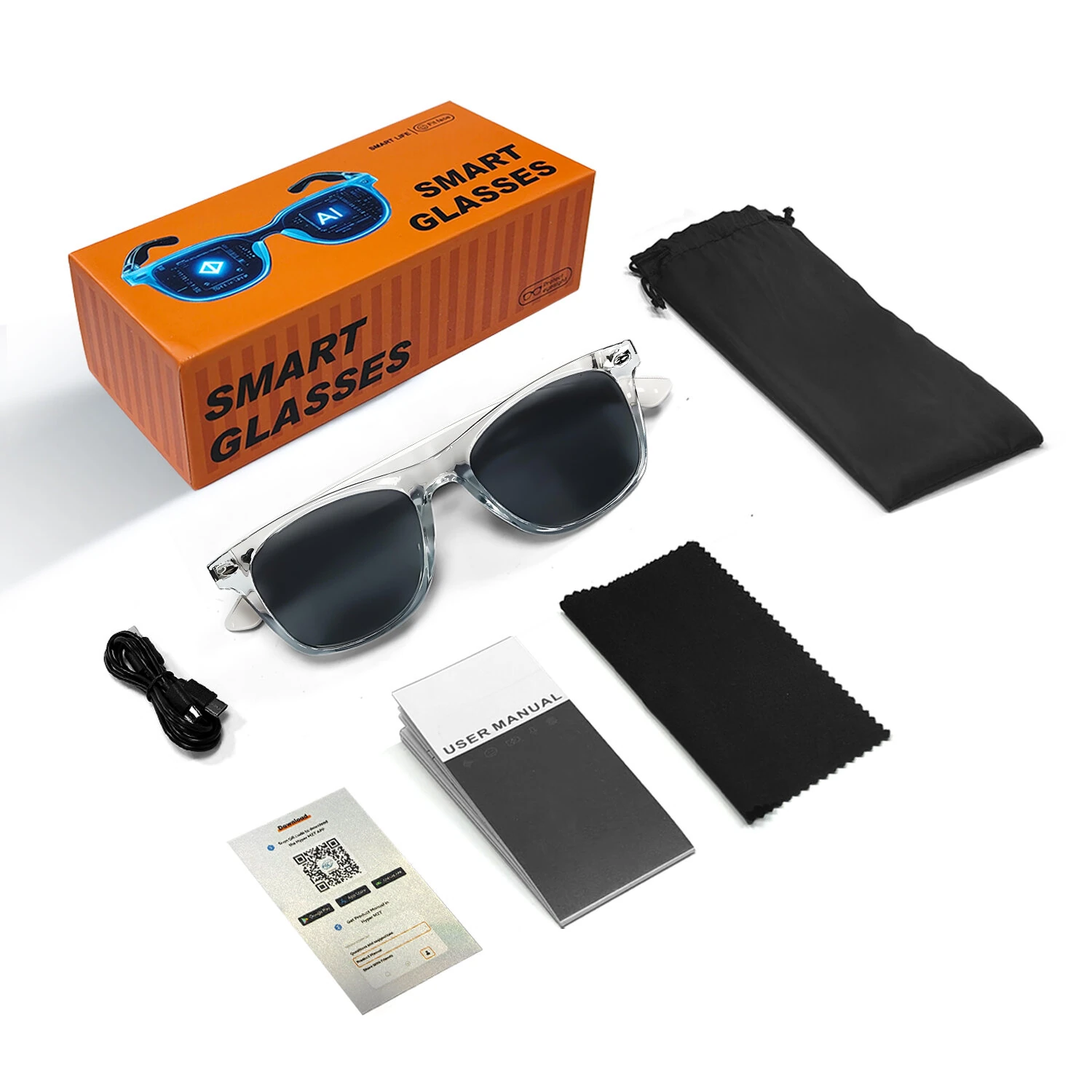 F16 AI Smart bluetooth 5.4 Glasses Real Time Translation 100 Languages Music Calling Type-C Charging Anti Blue Light UV Protection Touch Control Dual Motherboard Design Smart Glasses — view 10