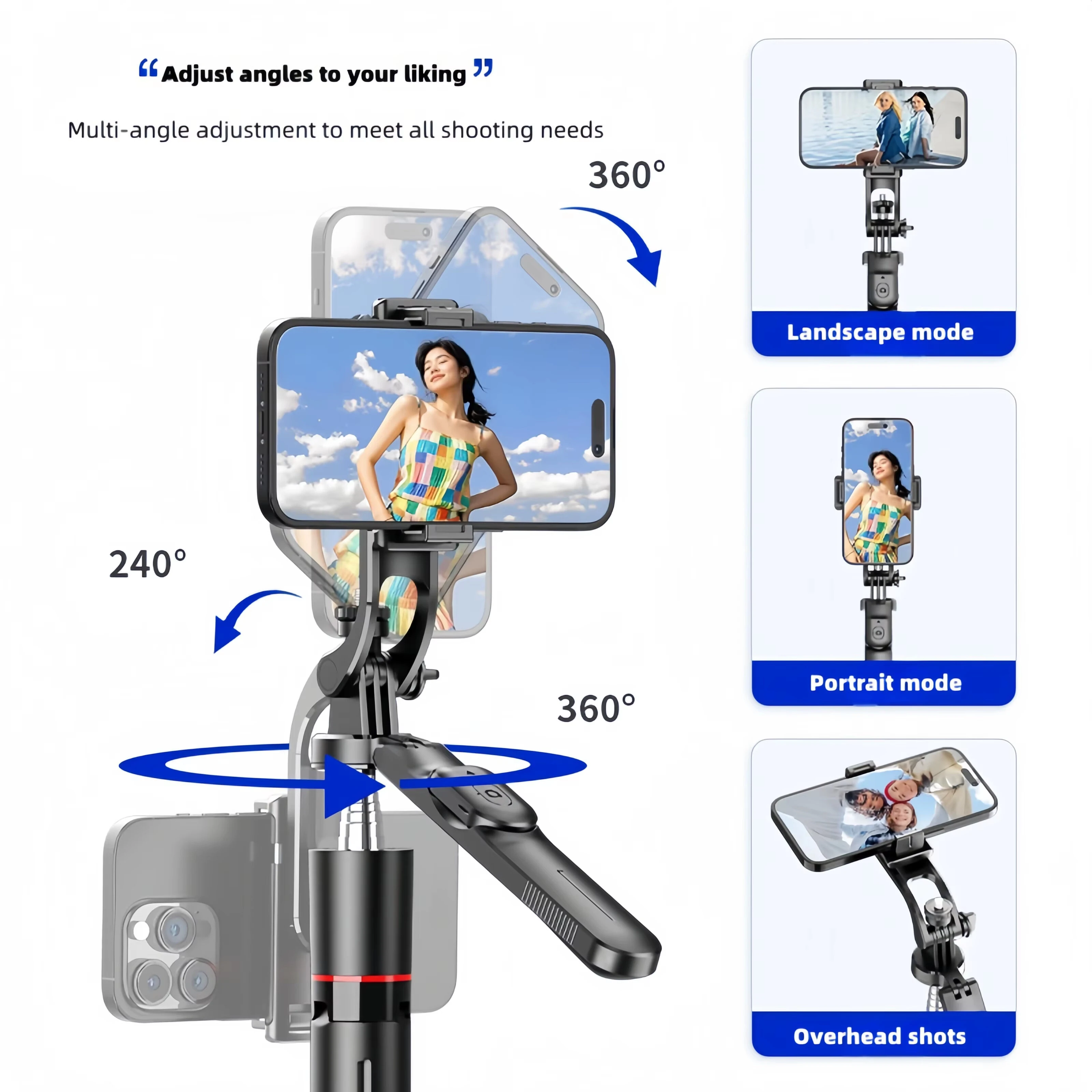F16 Wireless bluetooth Selfie Stick with Adjustable Tripod Anti-Shake Detachable Stabilizer with bluetooth Remote 1.7m Telescopic 3-in-1 Mobile Phone Camera Stand — view 7