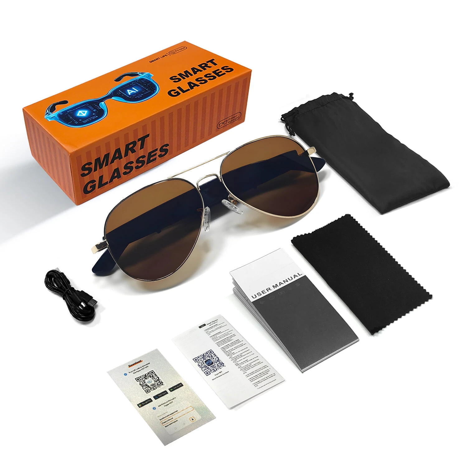F18 AI Smart Glasses Real Time Translation 100 Languages bluetooth 5.4 Calling Bilateral Stereo Sound Type-C Charging UV Protection for Travel Business — view 7