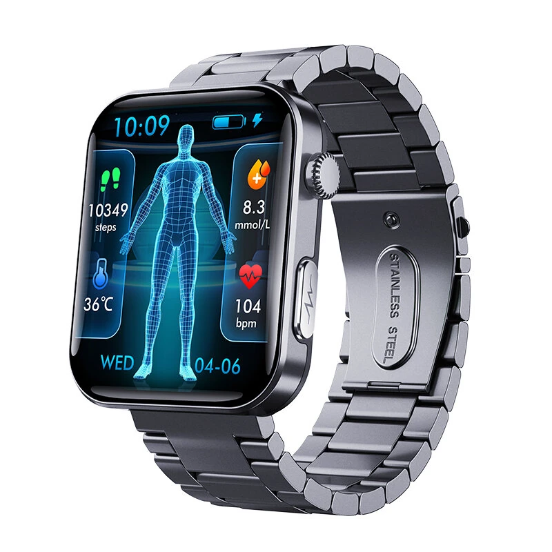 F300 2.1-inch HD Screen ECG Non-invasive Blood Glucose Testing Blood Component Analysis bluetooth Call Heart Rate Blood Pressure Blood Oxygen Monitor Sleep Monitoring SOS Function Multi-sport Modes IP67 Waterproof Smart Watch — view 4