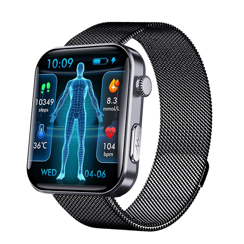 F300 2.1-inch HD Screen ECG Non-invasive Blood Glucose Testing Blood Component Analysis bluetooth Call Heart Rate Blood Pressure Blood Oxygen Monitor Sleep Monitoring SOS Function Multi-sport Modes IP67 Waterproof Smart Watch — view 5