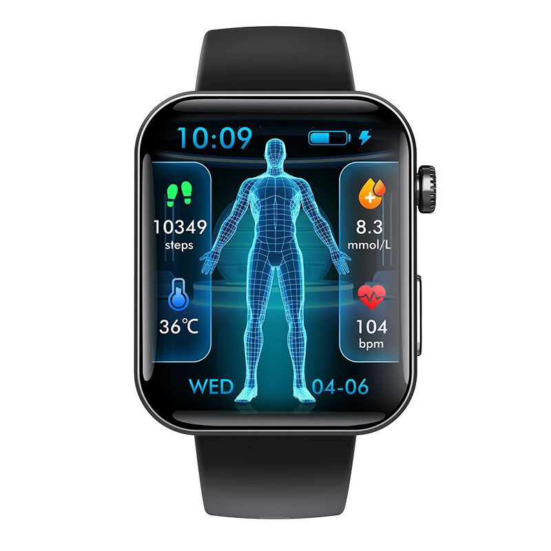 F300 2.1-inch HD Screen ECG Non-invasive Blood Glucose Testing Blood Component Analysis bluetooth Call Heart Rate Blood Pressure Blood Oxygen Monitor Sleep Monitoring SOS Function Multi-sport Modes IP67 Waterproof Smart Watch — view 7