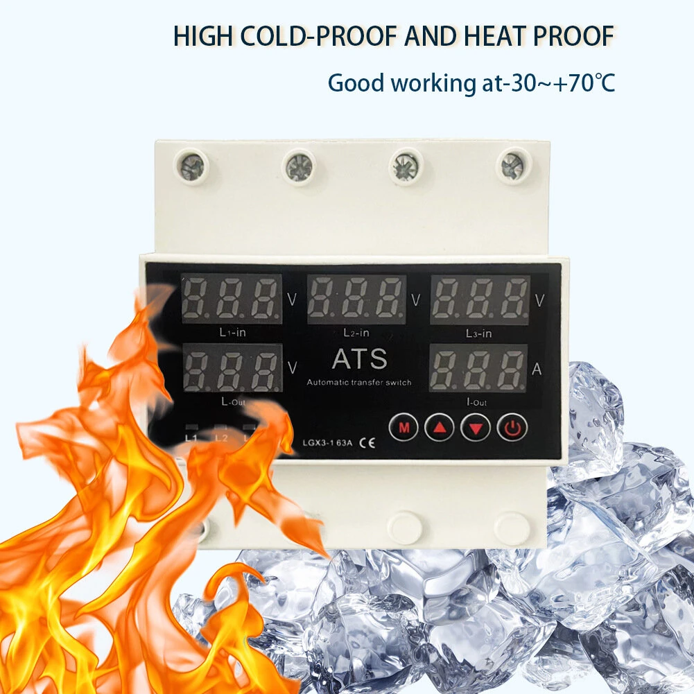 Five-Screen Auto-Switching Three-Phase Digital Voltage Protector 63A 220V Adjustable Over/Under Voltage Protection Device with Real-Time Monitoring — view 6