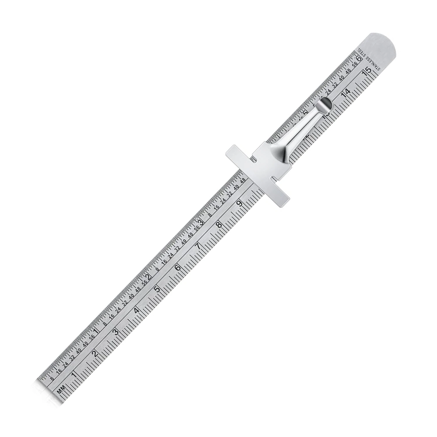 Flexible 6 Inch 15 cm Stainless Steel Pocket Ruler with Metric and Imperial Scale Detachable Clip Conversion Table Clear Graduation