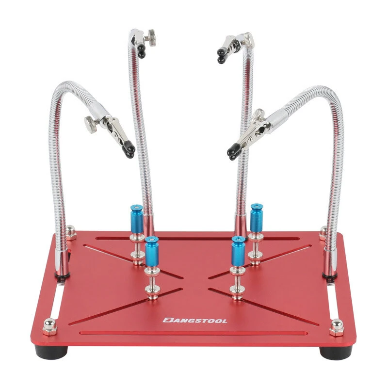 Flexible PCB Holder Soldering Tool Soldering Hand Set Heat Resistant Metal Arms Stainless Steel Base Adjustable Clamping Height 360° Rotatable Clips Multitask Assembly Repair Platform