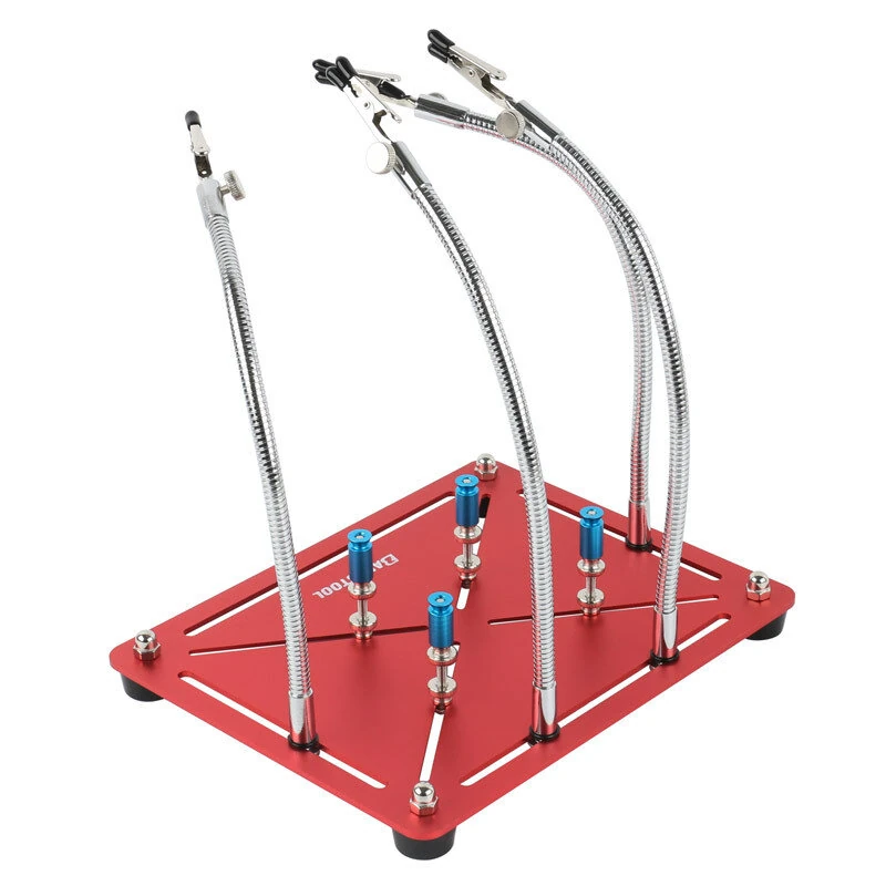 Flexible PCB Holder Soldering Tool Soldering Hand Set Heat Resistant Metal Arms Stainless Steel Base Adjustable Clamping Height 360° Rotatable Clips Multitask Assembly Repair Platform — view 3