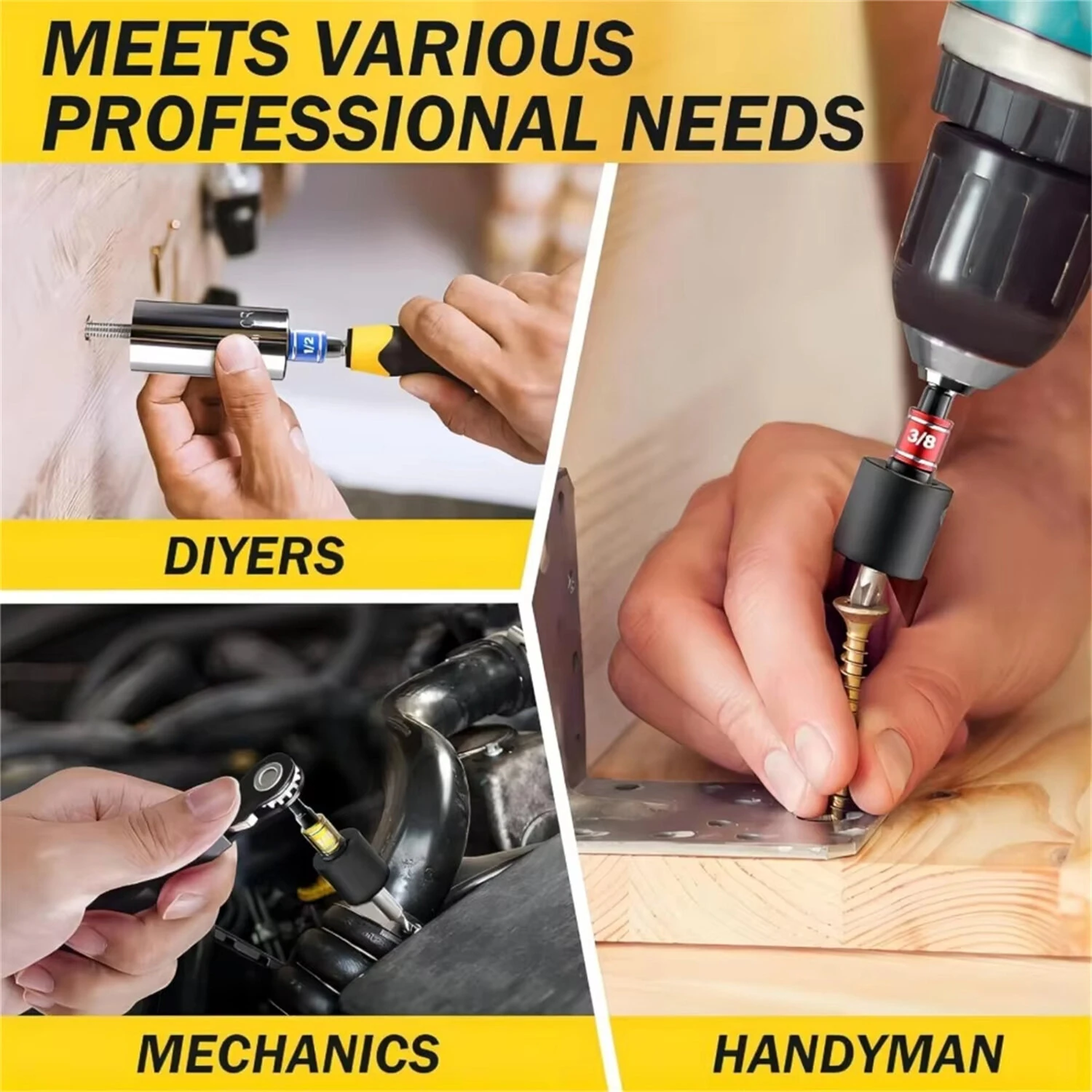 Flexible Shaft Drill Bit Extension Set 31pcs Universal Right Angle Screwdriver Hex Socket Adapter Power Drill Attachment Metal Tool — view 6