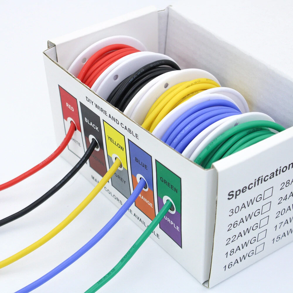 Flexible Silicone Wire and Cable 5 Colors in a Box Mixed Wire Tinned DIY High Quality Pure Copper Line 20AWG/22AWG/24AWG/26AWG/28AWG — view 2