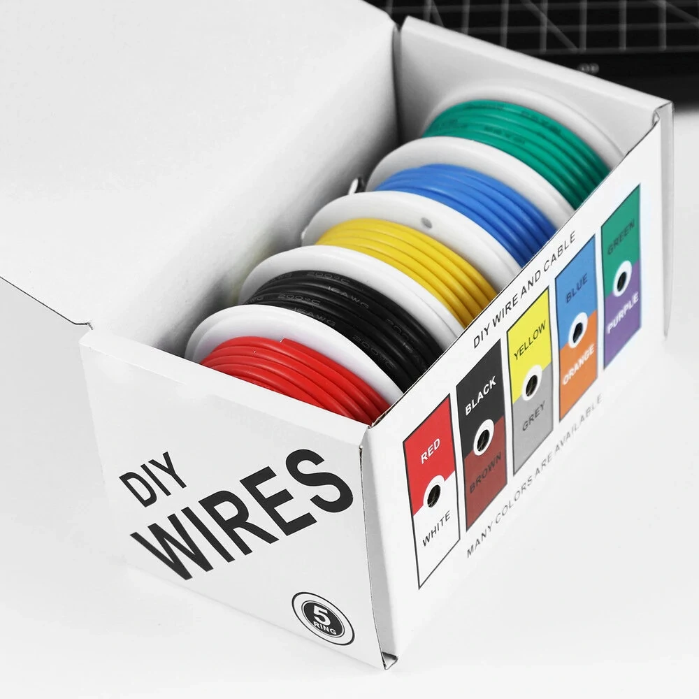 Flexible Silicone Wire and Cable 5 Colors in a Box Mixed Wire Tinned DIY High Quality Pure Copper Line 20AWG/22AWG/24AWG/26AWG/28AWG — view 3