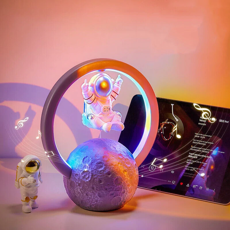 Floating Magnetic Night Light Novelty Lamp Astronaut Speaker Levitation 7 Rgb Led Bluetooth Rechargeable Decorative Bedside